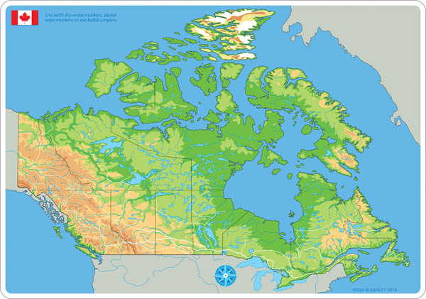 Canadian Map Physical Smart Poly Learning Mat | Ashley Productions