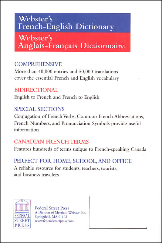 ster's FrenchEnglish Dictionary Federal Street Press 9781892859792