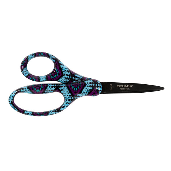 Fiskars Designer NonStick 7" Student Scissors Blue Tribal Fiskars