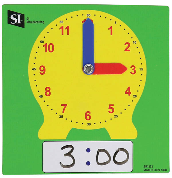 Dry Erase Clock Student (set of 10) SI Manufacturing