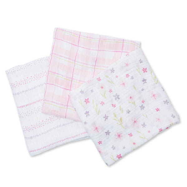 Pink Floral Swaddling Blankets (3 pack)