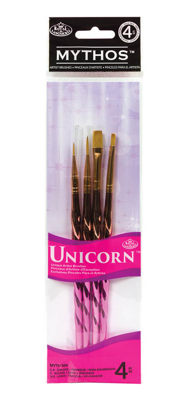 Mythos Unicorn Golden Taklon Brush Set (variety 4 piece)