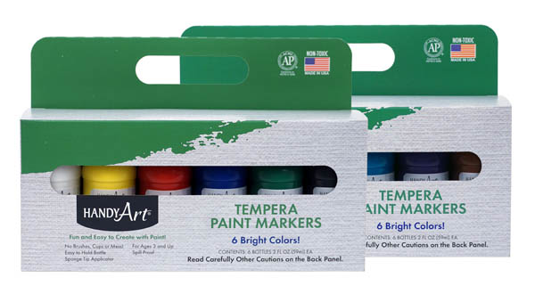 Tempera Primary & Secondary Colors Paint Markers Set of 12 (2 oz)