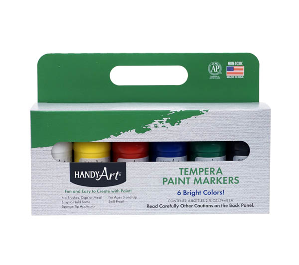 Tempera Primary Colors Paint Markers Set of 6 (2 oz)