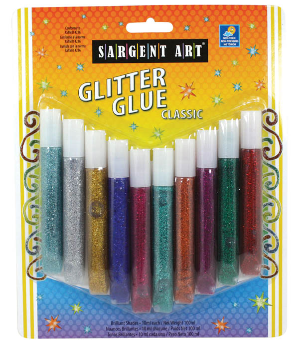 Washable Classic Glitter Glue Tubes - 10 count (10ml)