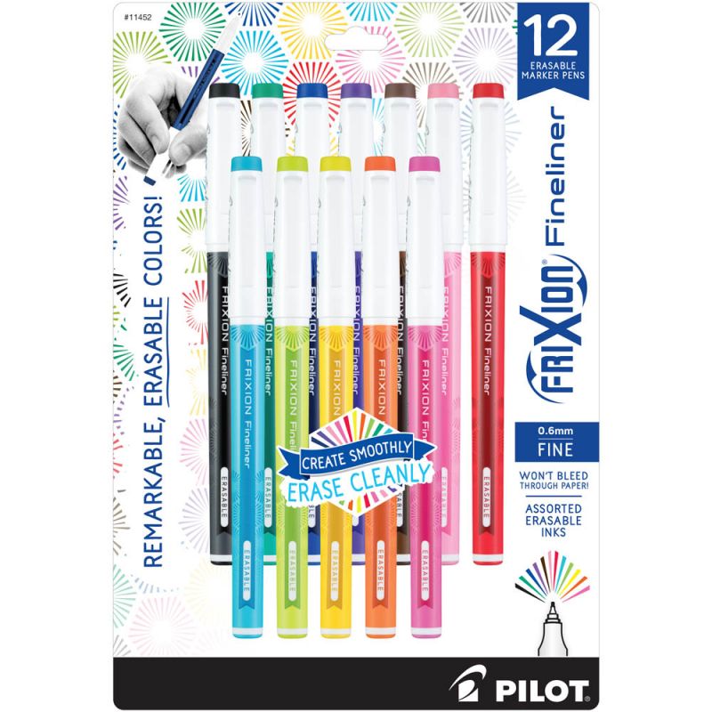 Frixion Fineliner Fine Point Erasable Pen - 12 Pack (assorted) | Pilot