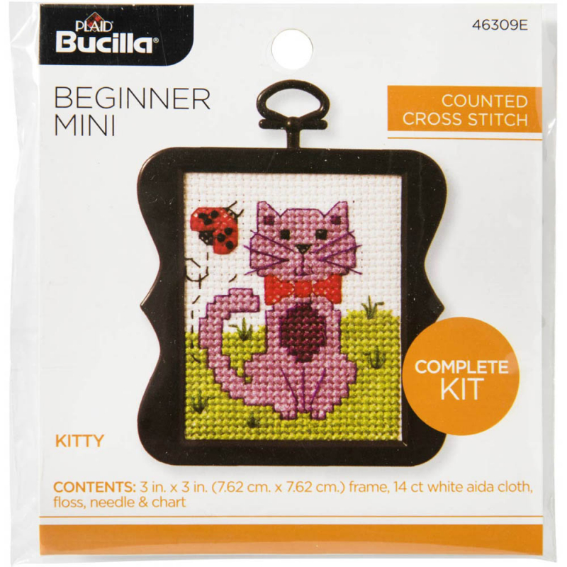 Beginner Mini Stitchery Kit Kitty Bucilla