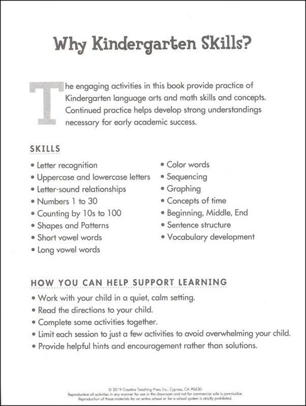 I Can Do It! Kindergarten Skills | Creative Teaching Press | 9781644740064