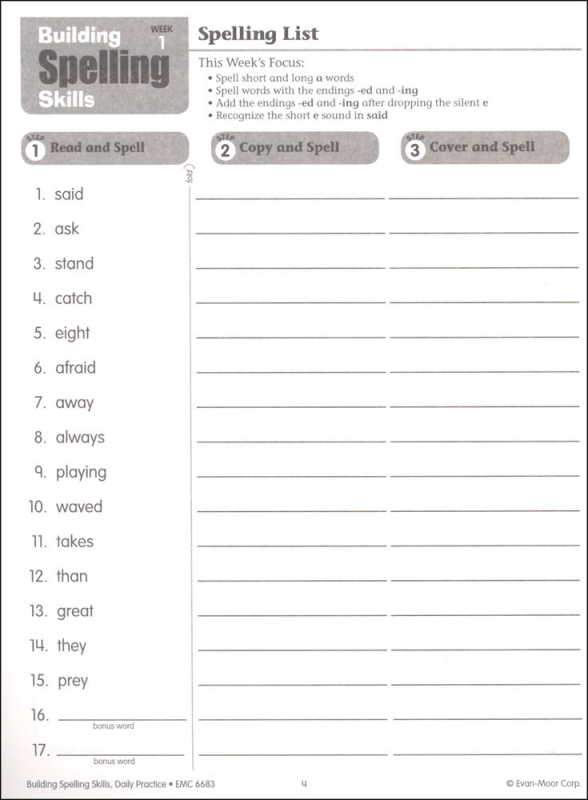 building spelling skills grade 3 individual student
