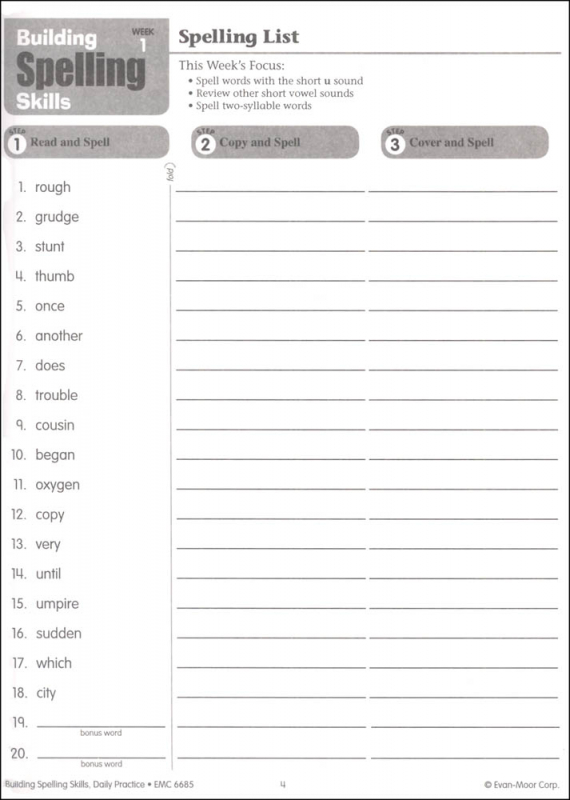 Building Spelling Skills Grade 5 - Individual Student Workbook | Evan ...