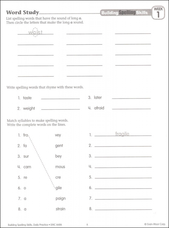 Building Spelling Skills Grade 6 - Individual Student Workbook | Evan ...