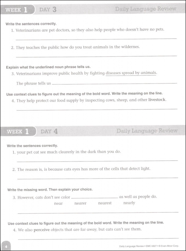 Daily Language Review Grade 7 - Individual Student Workbook | Evan-Moor ...