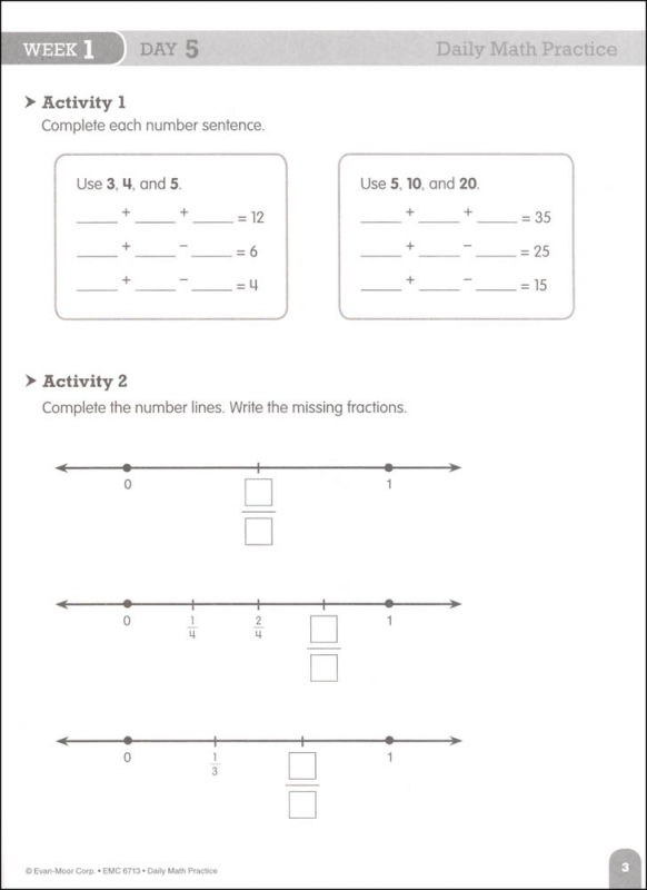 Daily math practice grade 3 individual student workbook evan moor 9781609632601