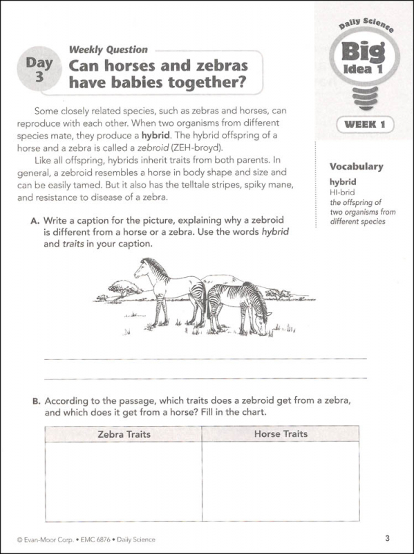 Daily Science Grade 6 - Individual Student Workbook | Evan-Moor