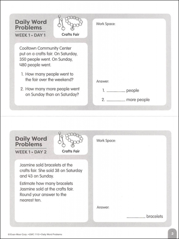 Daily Word Problems Grade 3 - Individual Student Workbook | Evan-Moor