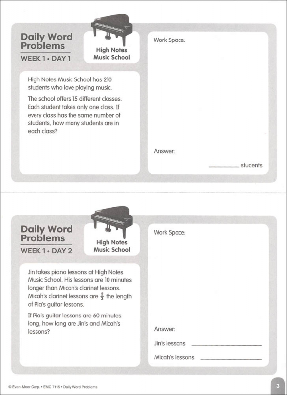 Daily Word Problems Grade 5 - Individual Student Workbook | Evan-Moor