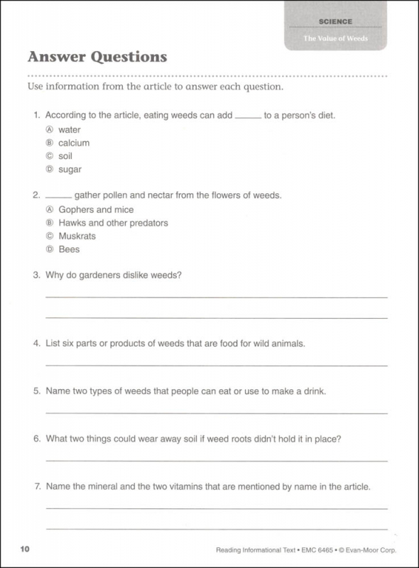 Reading Informational Text Grade 5 - Individual Student Workbook | Evan ...