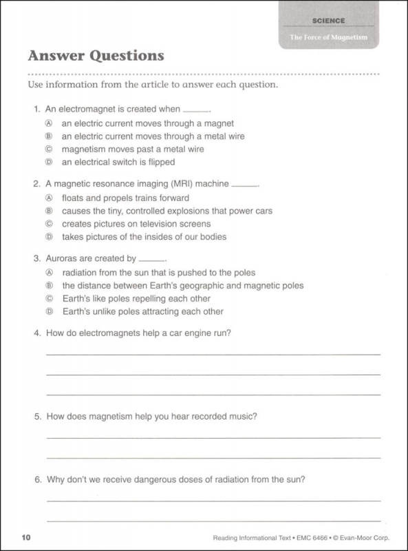 Reading Informational Text Grade 6 - Individual Student Workbook | Evan ...