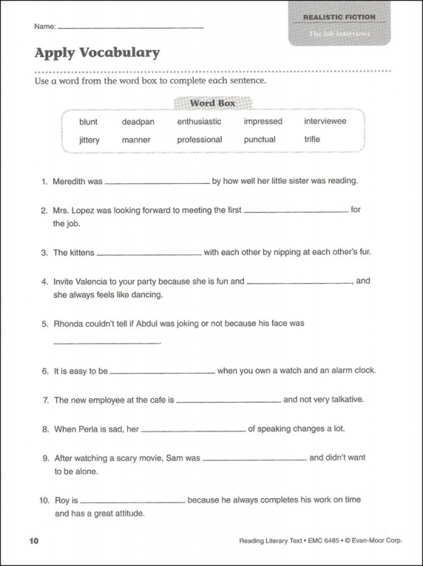 Reading Literary Text Grade 5 - Individual Student Workbook | Evan-Moor ...