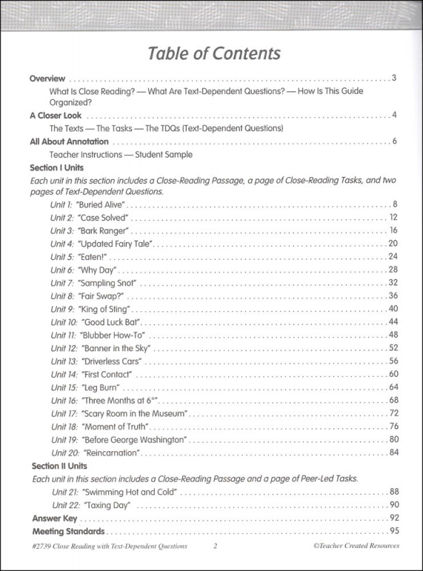 Close Reading with Text-Dependent Questions Grade 6 | Teacher Created