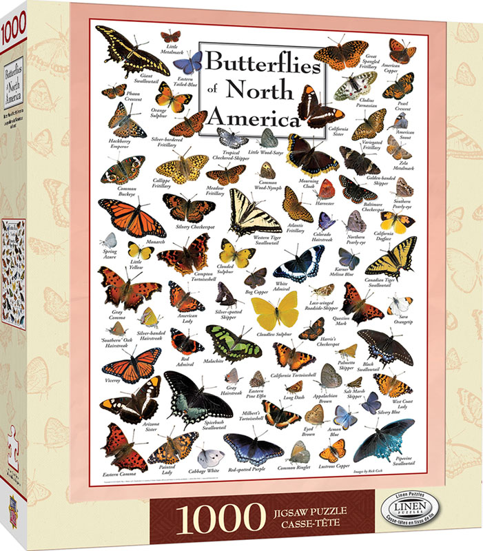 Butterflies of North America Puzzle - Poster Art (1000 piece)