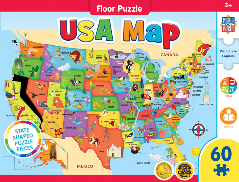 USA Map Giant Floor Puzzle (36" X 24")