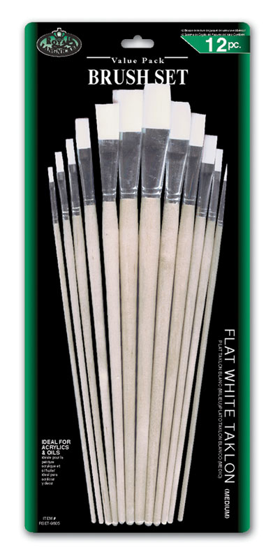 Flat White Taklon Brush Set (12 piece)