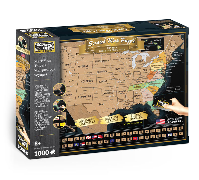 spot Employee Ass Scratch Off Travel Puzzle: USA Map (1000 piece) | 4D Cityscape Time Puzzle 
