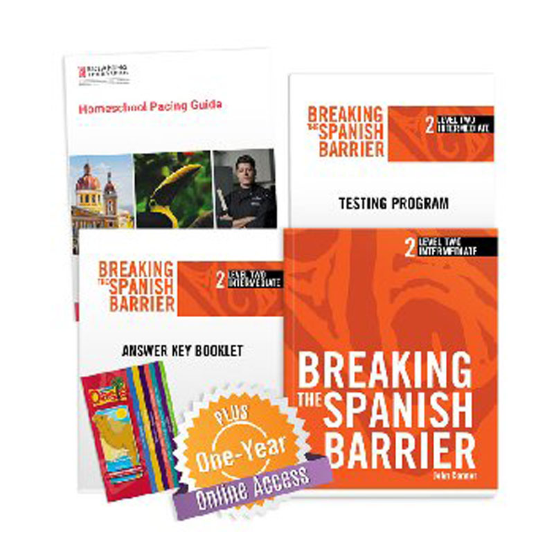 Breaking the Spanish Barrier Level 2 (Intermediate) Homeschool Package + Digital Audio & Enhancements Online Access Code