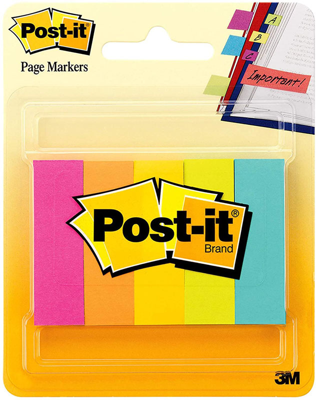 Post-It Page Markers 1/2" x 2" Neon Colors
