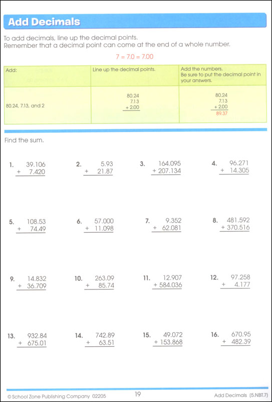 Math Basics Grade 5 Workbook | School Zone