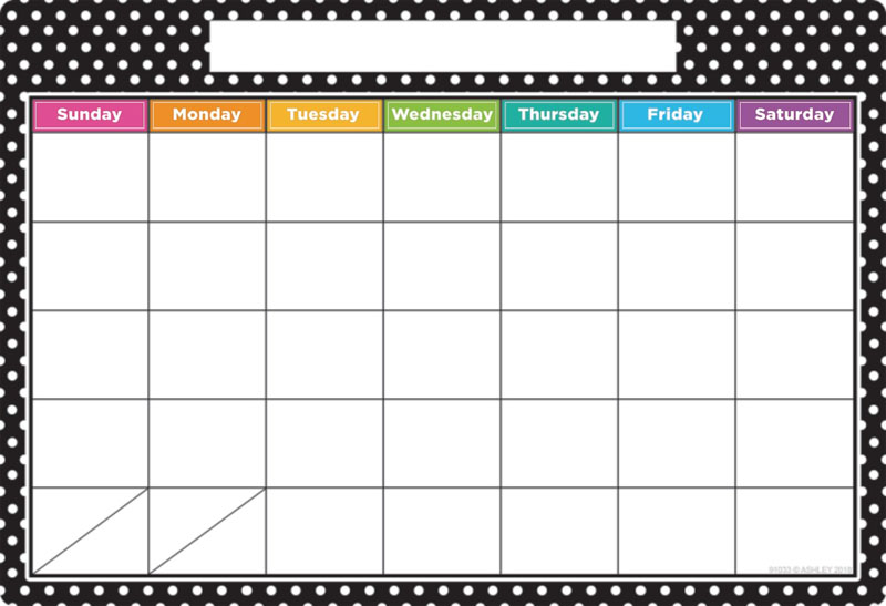 Polka Dots Calendar Smart Poly Wipe-Off Chart