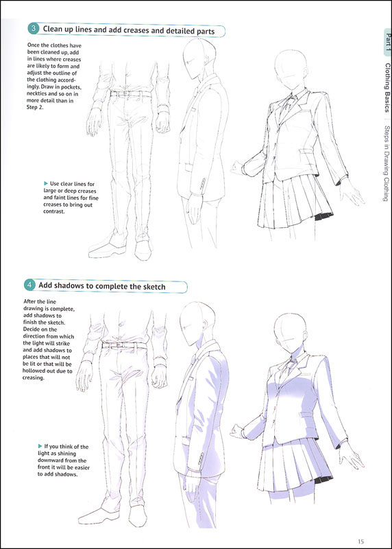how to draw manga clothes