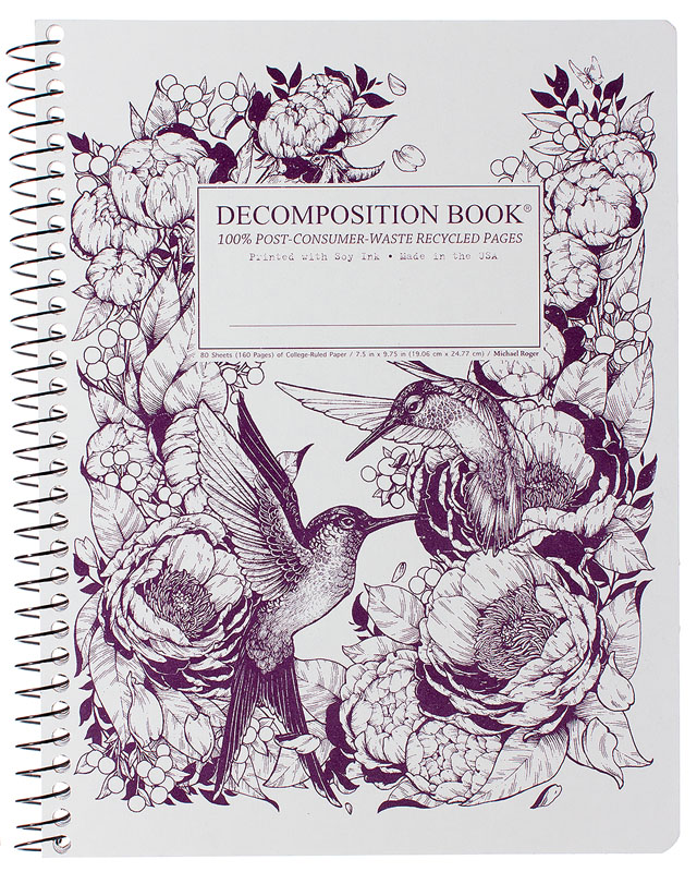 Hummingbirds Decomposition College-Ruled Book (7.5"x 9.75")