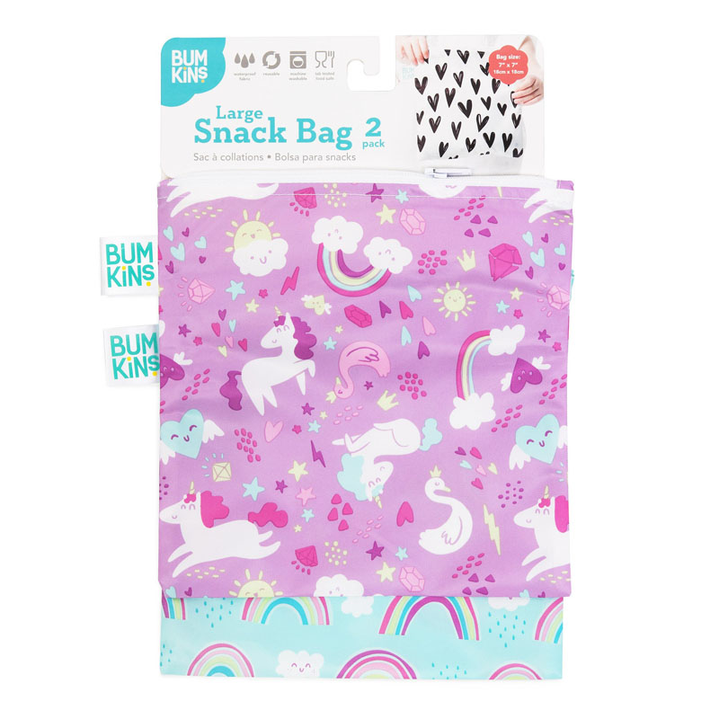 Reusable Snack Bag - Large (2 Pack) (Rainbows/Unicorns)