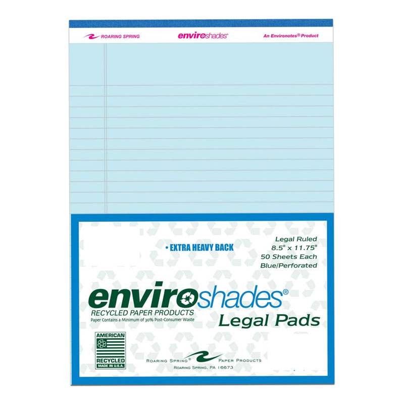 Enviroshades Blue Legal Pad - Lined (8.5"x11.75") 50 sheets