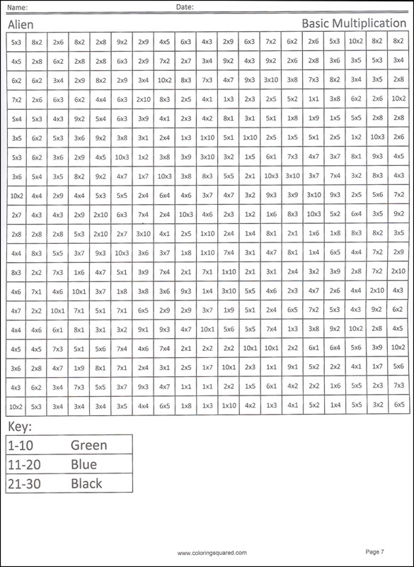 Super Coloring Squared: Multiplication and Division | Coloring Squared ...