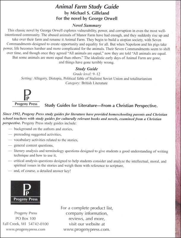 Animal Farm Study Guide | Progeny Press | 9781586096700