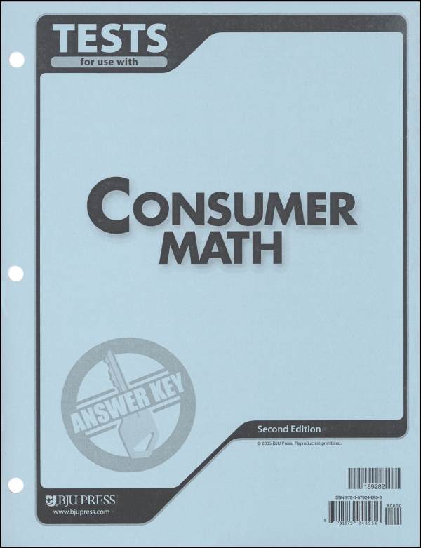 Consumer Math Tests Answer Key 2ED