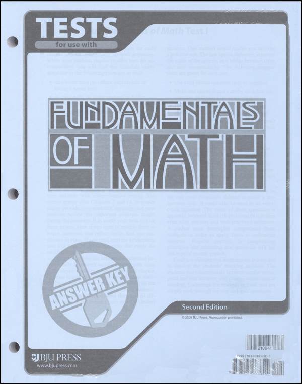 Fundamentals of Math Tests Answer Key 2nd Edition