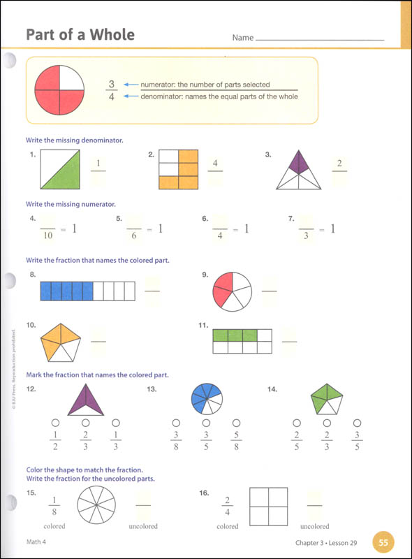 Math 4 Student Worktext 4th Edition | BJU Press | 9781628564976