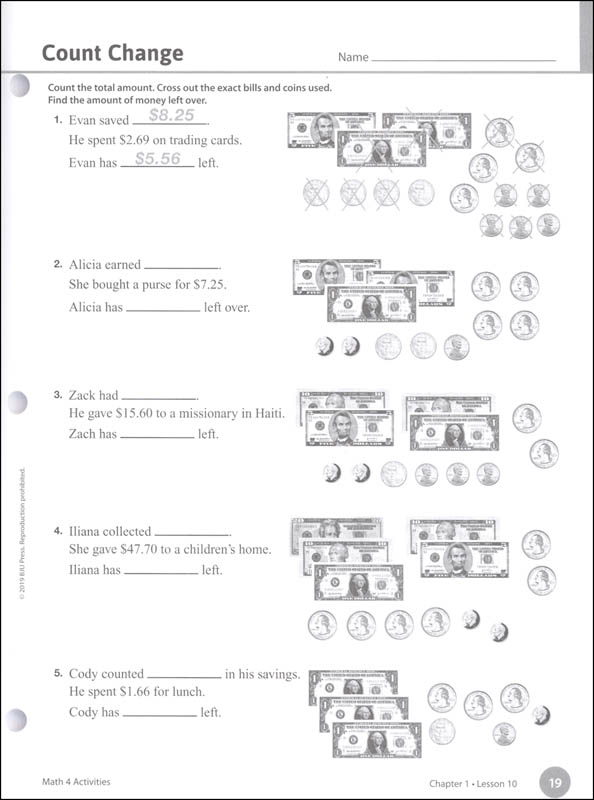 Math 4 Student Activities 4th Edition | BJU Press | 9781628564983