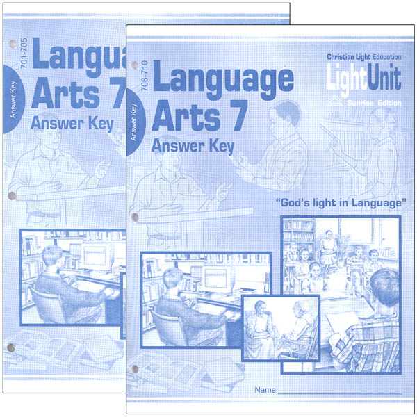 Language Arts LightUnit 701-710 Answer Key Set Sunrise Edition