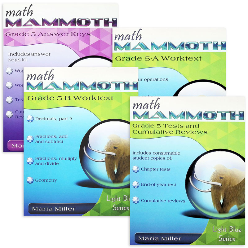 Math Mammoth Light Blue Series Grade 5 Colored Package