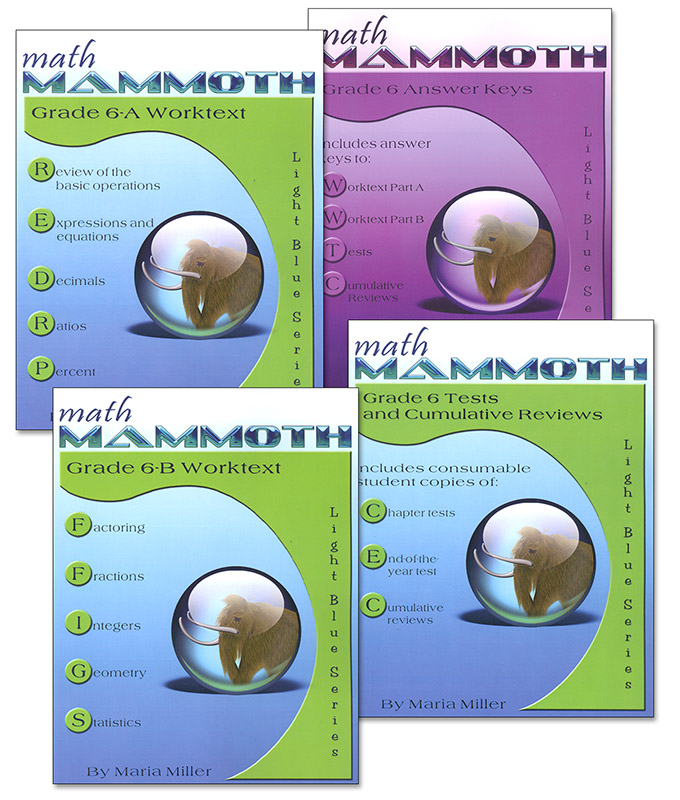 Math Mammoth Light Blue Series Grade 6 Colored Package