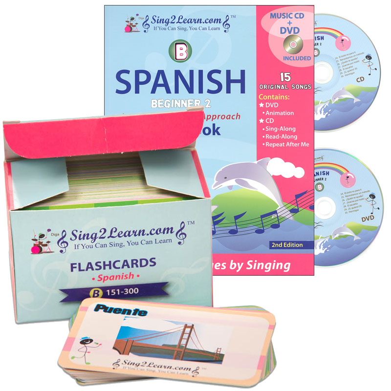 Sing2Learn Beginner B Spanish Package With Flashcards | Sing2Learn