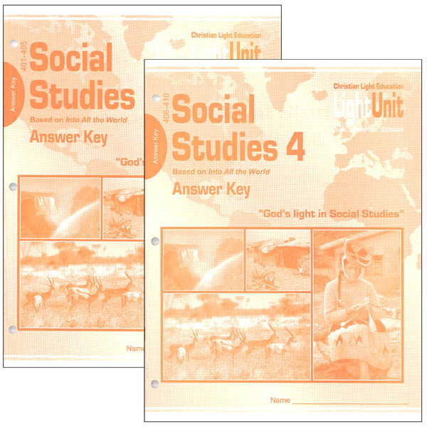 Social Studies 401-410 LightUnit Answer Key Set Sunrise Edition