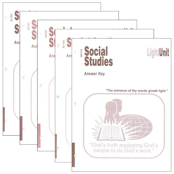 Social Studies 901-910 LightUnit Answer Key Set Sunrise Edition