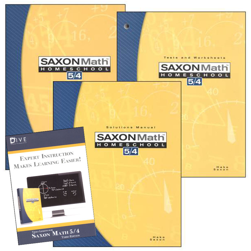Math 5/4 3rd Edition Saxon Home Study Kit plus DIVE CD-ROM