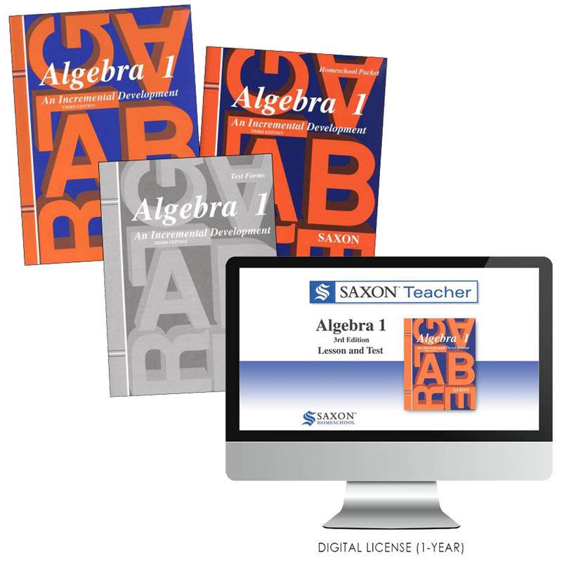 Saxon Math Algebra 1 3rd Edition Homeschool Kit + Saxon Teacher Digital License 1 year